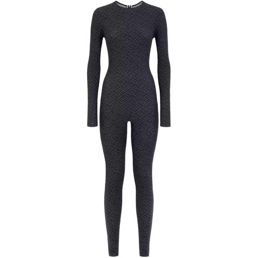 SKIMS X FENDI black crew neck full onesie Size XXS